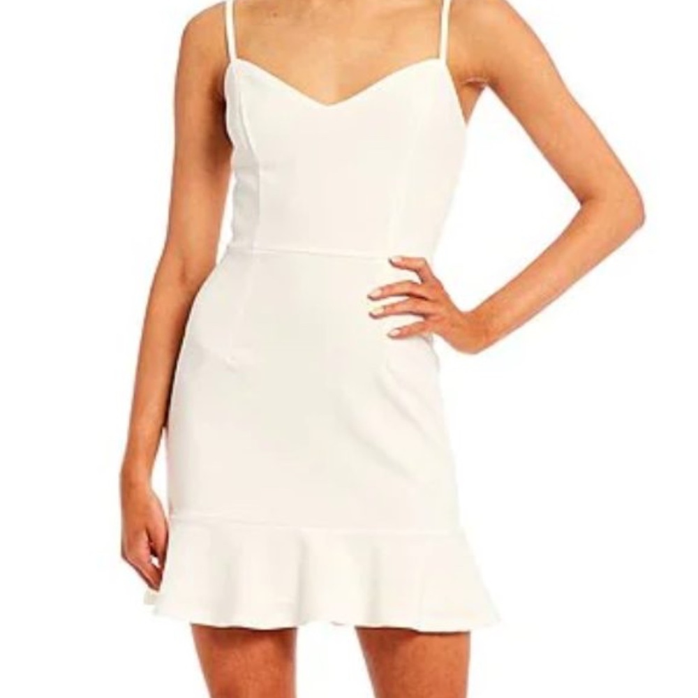 NWT NEVER WORN MACYS Crystal Doll Juniors' Scuba Crepe Ruffled-Hem Bodycon Dress